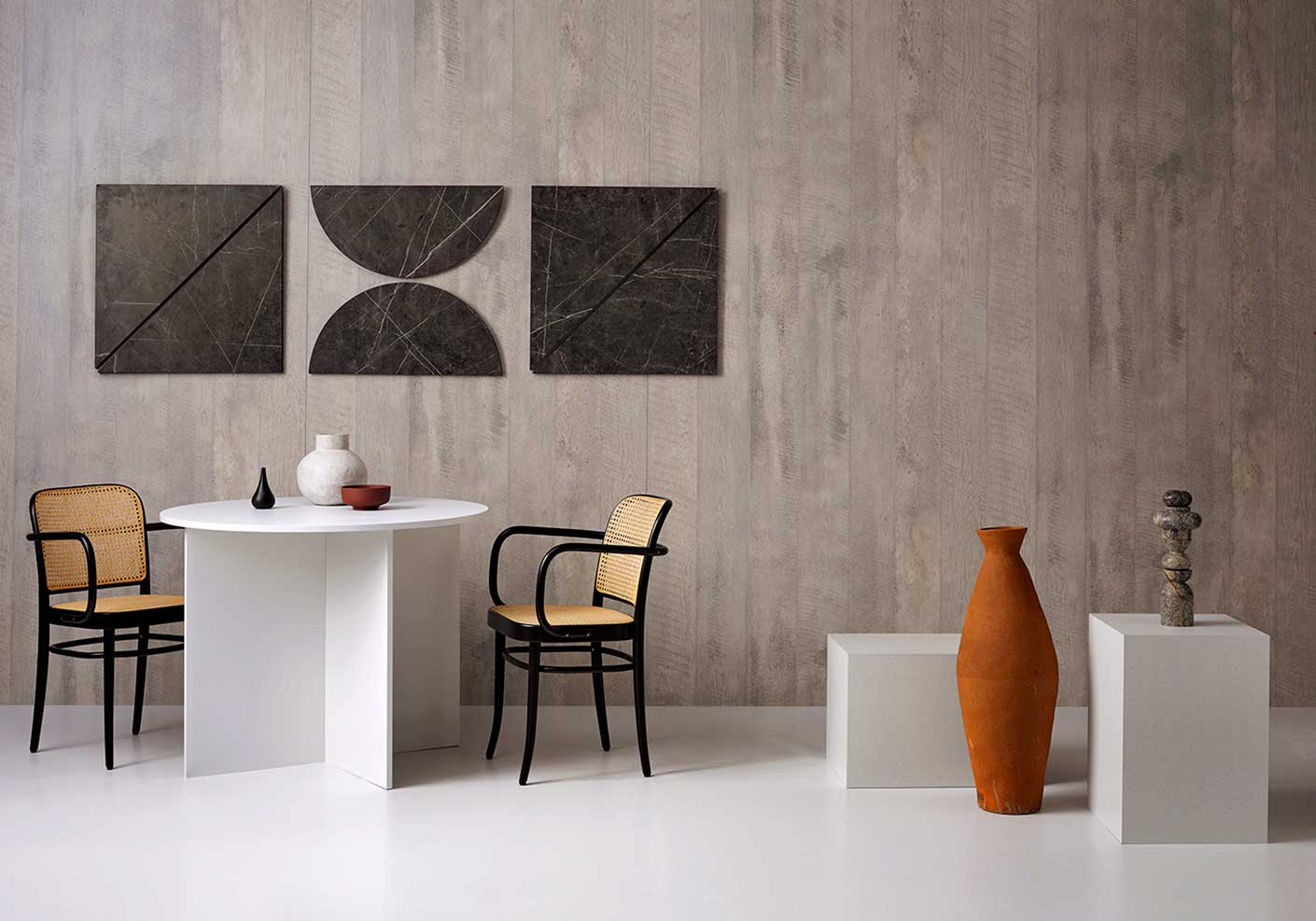 Modern space with wood wall panel decor