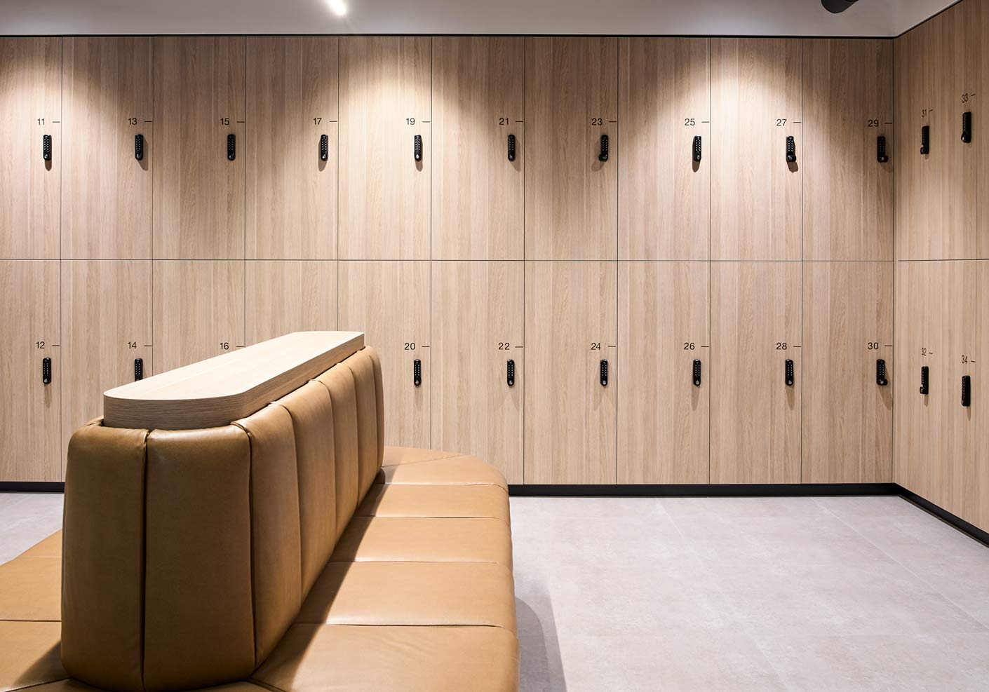 Commercial changing room storage cabinetry doors