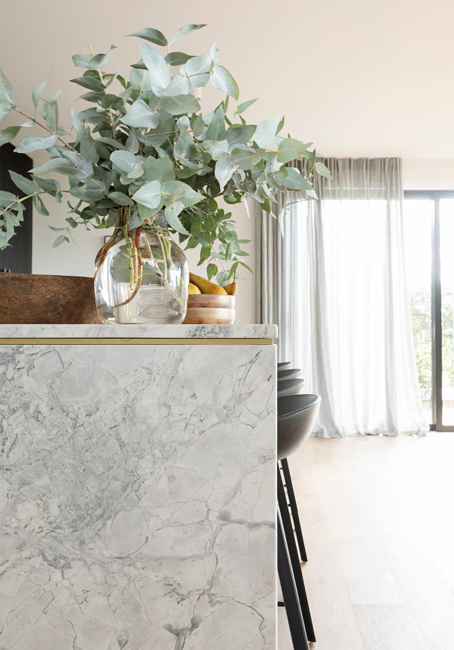 Marble look island decor